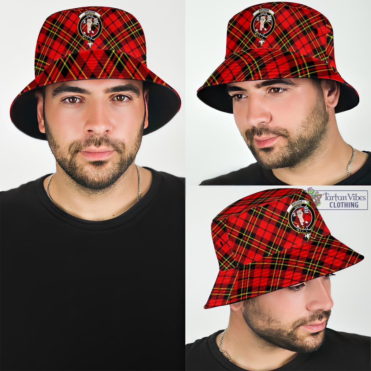 Brodie Modern Tartan Bucket Hat with Family Crest Tartan Vibes