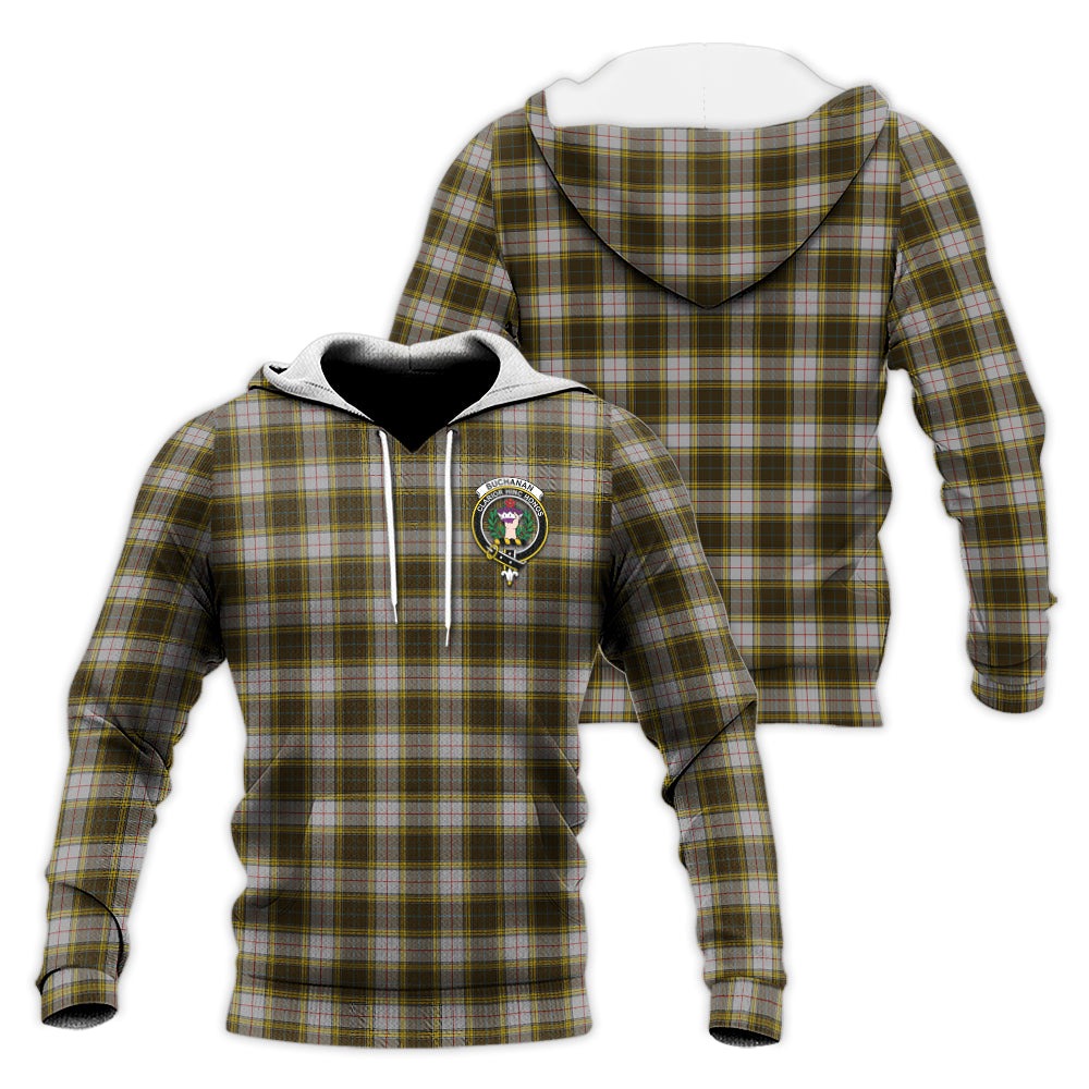 Buchanan Dress Tartan Knitted Hoodie With Family Crest