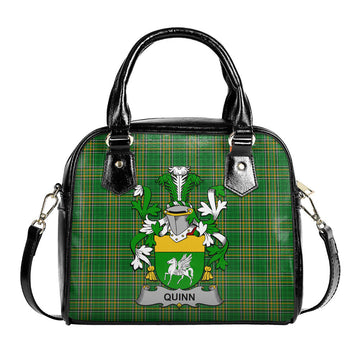 Quinn Irish Clan Tartan Shoulder Handbags with Coat of Arms