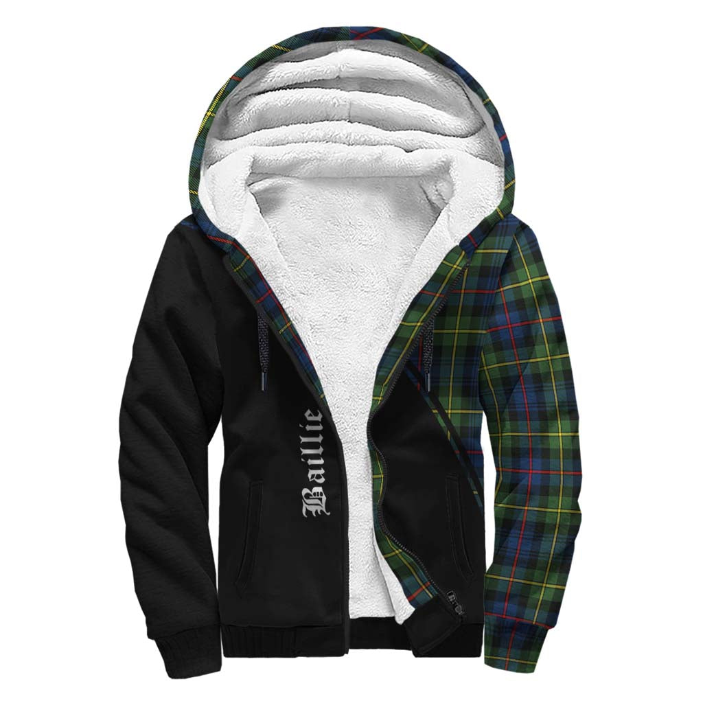 Baillie (Bailey) Tartan Sherpa Hoodie with Family Crest Curve Style - Tartan Vibes Clothing