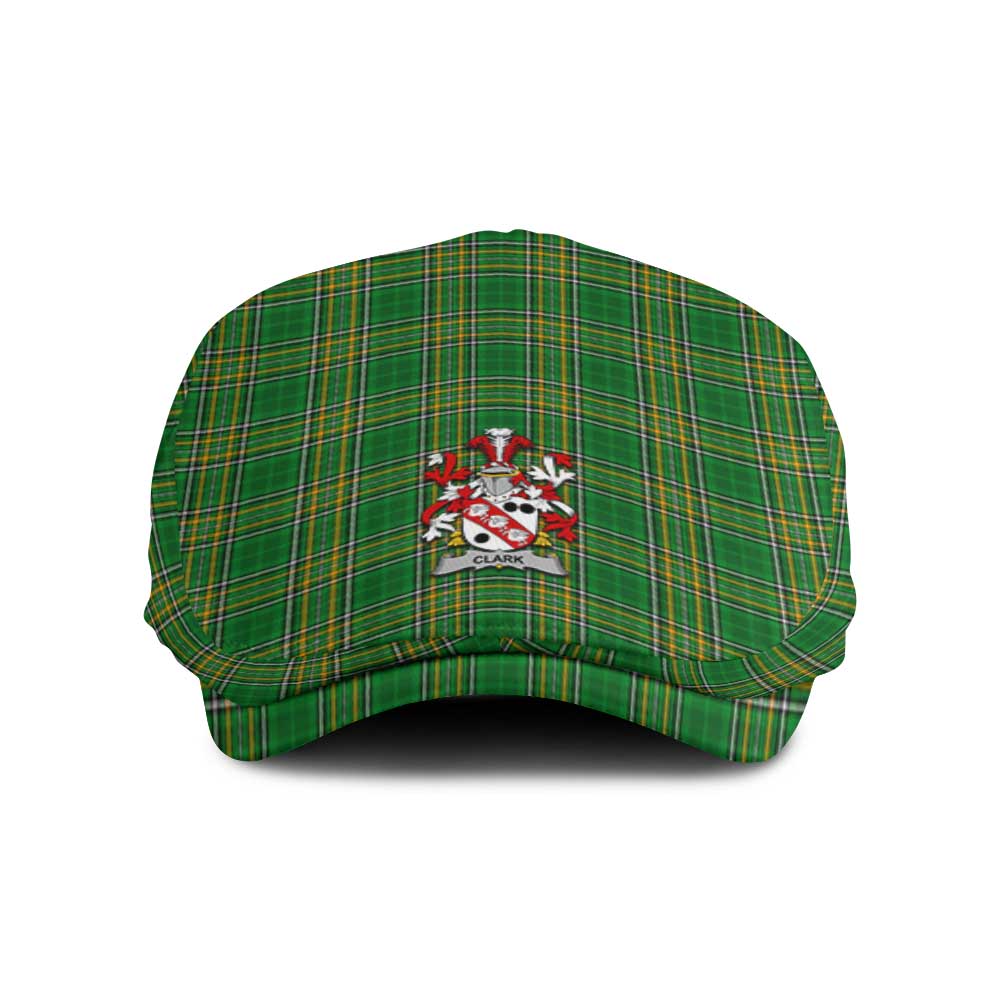 Clark Irish Clan Tartan Jeff Cap, Tartan Flat Cap with Coat of Arm Jeff Hat - Tartan Vibes Clothing