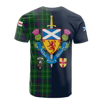 (Customer's Request) Duncan Tartan Cotton T-shirt Alba with Scottish Lion Royal Arm Half Style - Tartan Vibes Clothing