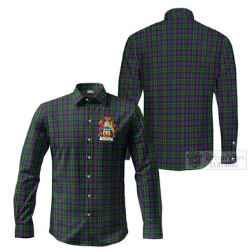 Durham Tartan Long Sleeve Button Shirt with Coat of Arms - Tartan Vibes Clothing