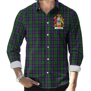 Durham Tartan Long Sleeve Button Shirt with Coat of Arms Men's Shirt - Tartan Vibes Clothing