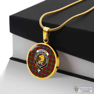 Forester Tartan Circle Necklace with Family Crest Luxury Necklace (Gold) No - Tartan Vibes Clothing