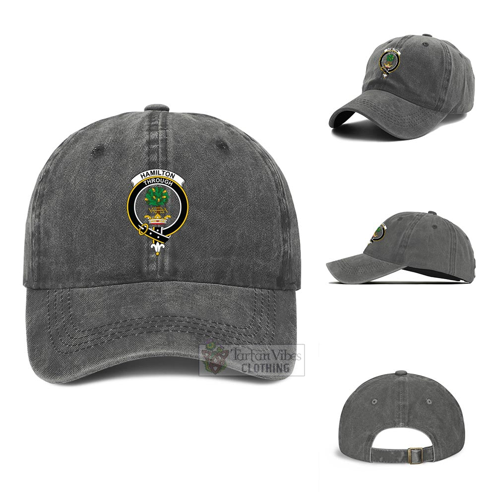 Hamilton Family Crest Denim Baseball Cap Classic Cap One Size Gray - 2D-tartanvibesclothing