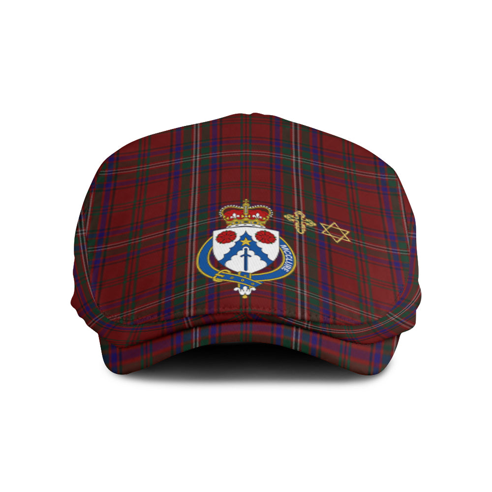 McClure Tartan Jeff Cap, Tartan Flat Cap with Family Crest Jeff Hat - Tartan Vibes Clothing
