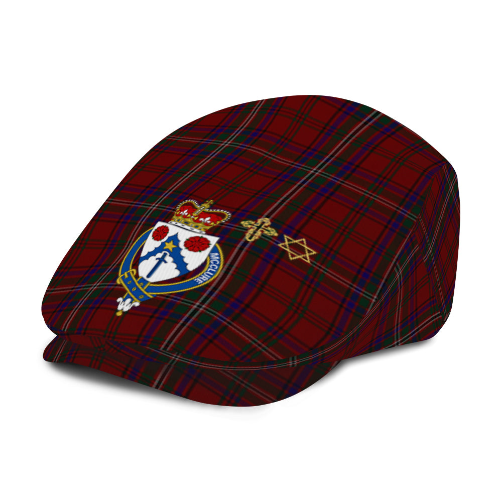 McClure Tartan Jeff Cap, Tartan Flat Cap with Family Crest - Tartan Vibes Clothing