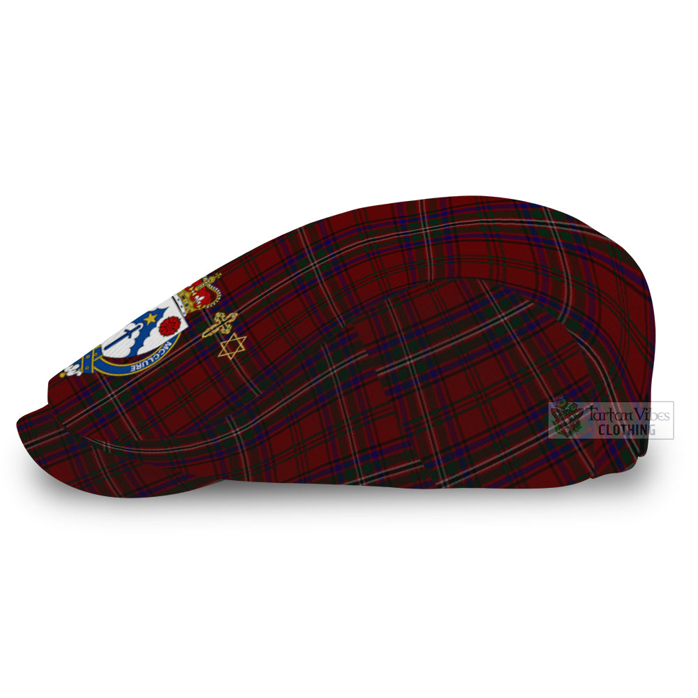 McClure Tartan Jeff Cap, Tartan Flat Cap with Family Crest - Tartan Vibes Clothing