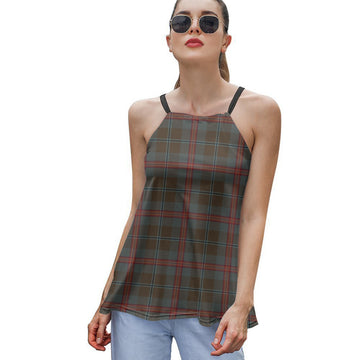 Young Weathered Tartan Loose Halter Neck Camisole