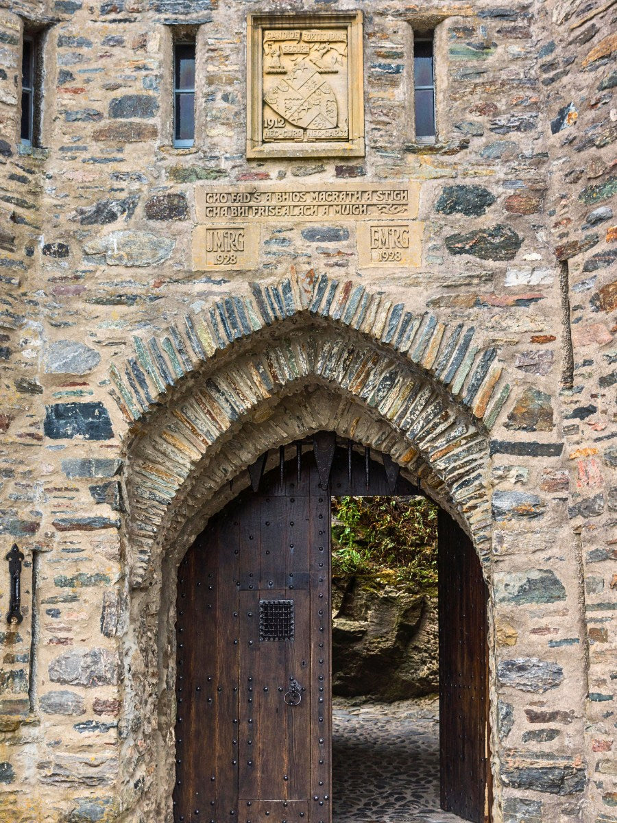 Clan MacRae Coat Of Arms Entrance to Eilean Donan Castle.