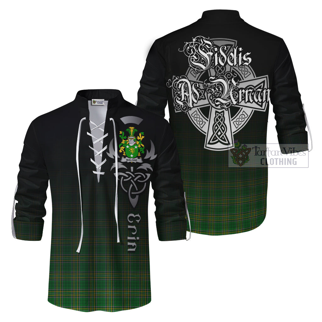 (Customer's Request) Malone Irish Clan Ghillie Kilt Shirt with Coat of Arms Erin Go Bragh Celtic Inspired Men - Tartan Vibes Clothing