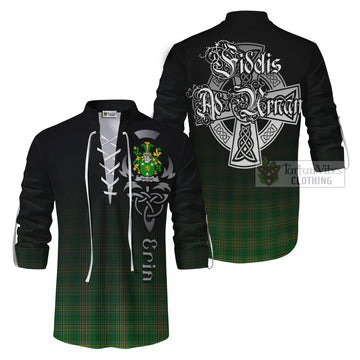 (Customer's Request) Malone Irish Clan Ghillie Kilt Shirt with Coat of Arms Erin Go Bragh Celtic Inspired Men - Tartan Vibes Clothing