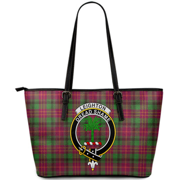 Leighton Tartan Leather Tote Bag with Family Crest