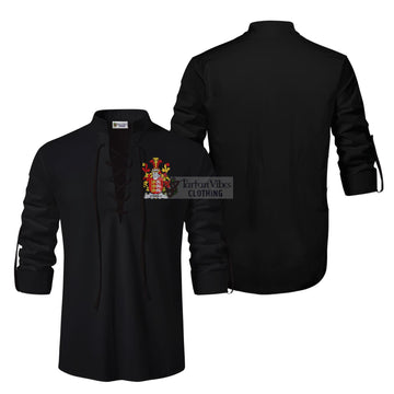 O'Brien Coat of Arms Ghillie Kilt Shirt Men Black - 2D-tartanvibesclothing