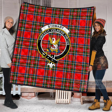 Stewart (Stuart) Tartan Quilt with Family Crest - Tartan Vibes Clothing