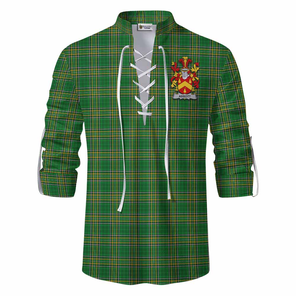 Tartan Vibes Clothing Abbott Irish Clan Tartan Ghillie Kilt Shirt with Coat of Arms