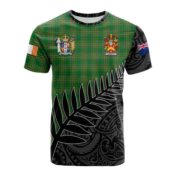 Abbott Irish Clan Tartan Cotton T-shirt with Coat of Arms New Zealand Silver Fern Half Style