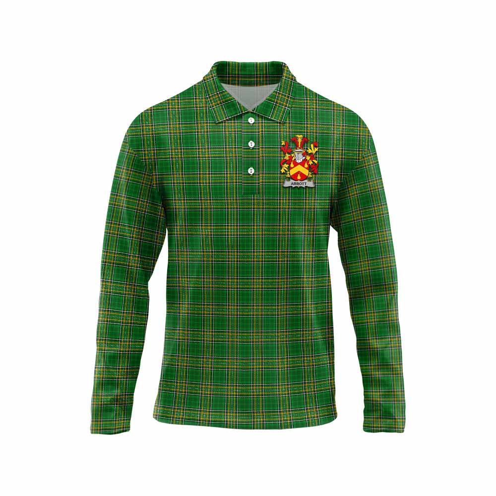 Tartan Vibes Clothing Abbott Irish Clan Tartan Long Sleeve Polo Shirt with Coat of Arms