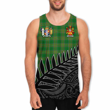 Abbott Irish Clan Tartan Men's Tank Top with Coat of Arms New Zealand Silver Fern Half Style