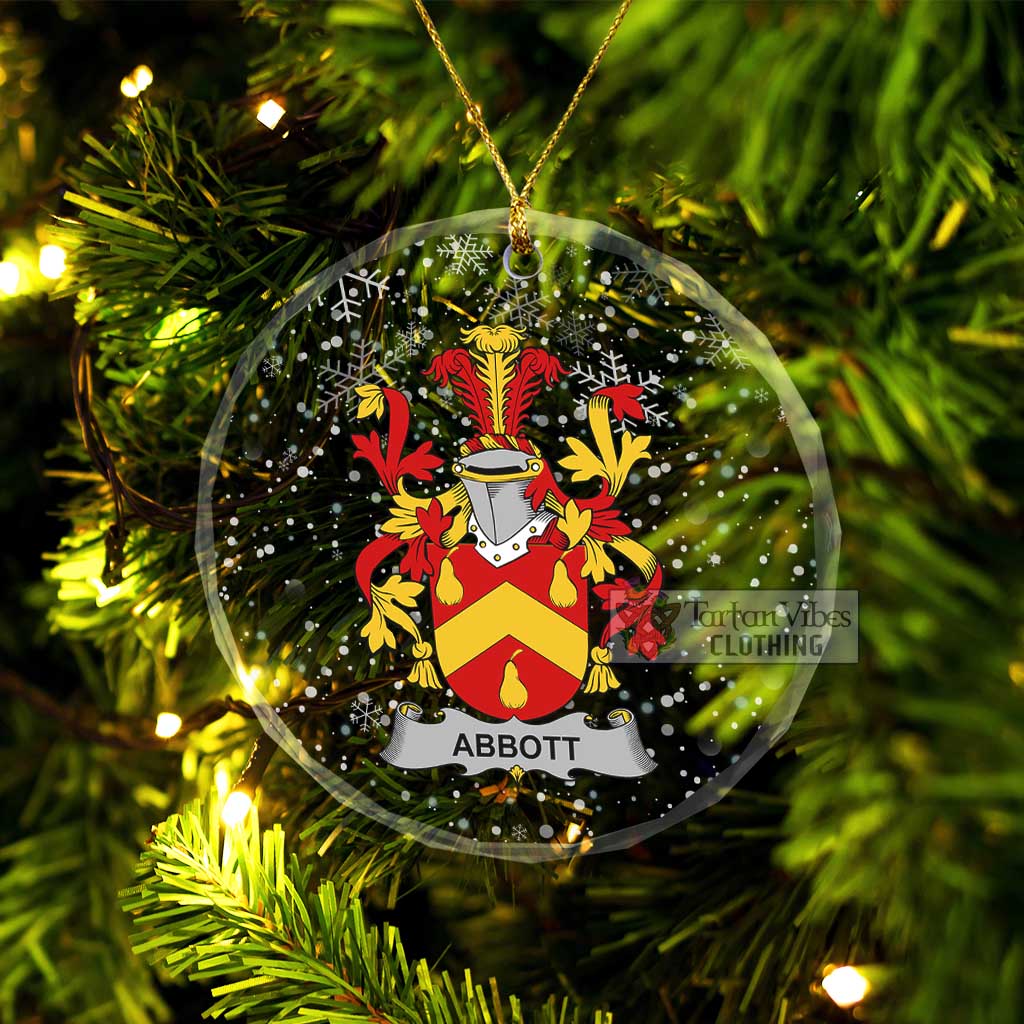 Tartan Vibes Clothing Abbott Irish Clan Christmas Glass Ornament with Coat of Arms