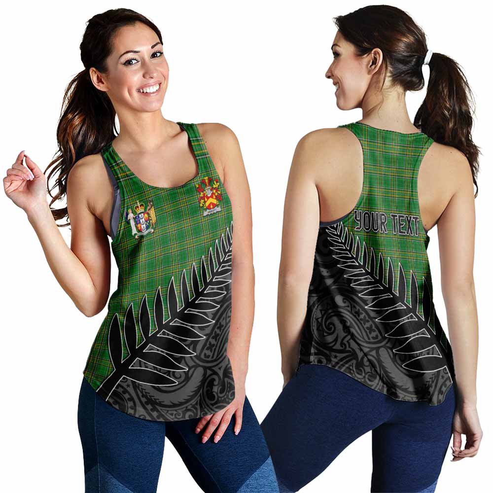 Tartan Vibes Clothing Abbott Irish Clan Tartan Women's Racerback Tanks with Coat of Arms New Zealand Silver Fern Half Style