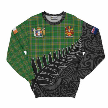 Abbott Irish Clan Tartan Sweatshirt with Coat of Arms New Zealand Silver Fern Half Style