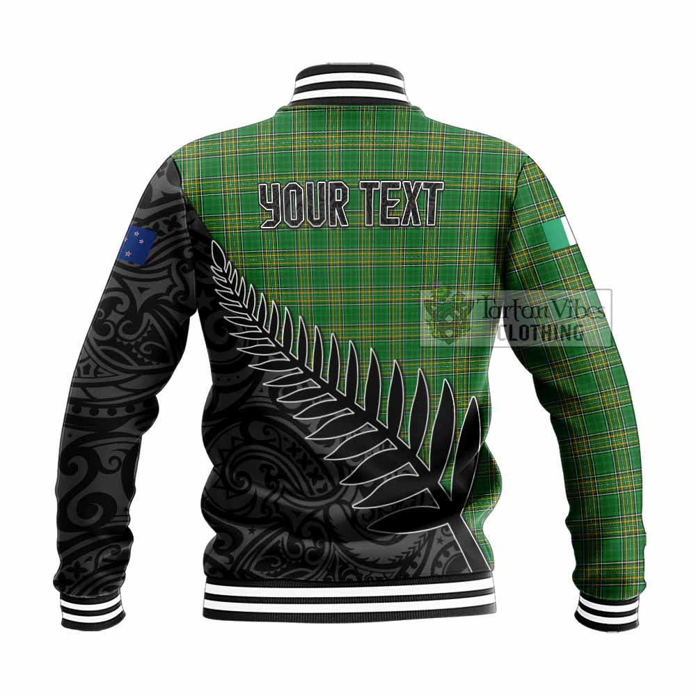 Tartan Vibes Clothing Abbott Irish Clan Tartan Baseball Jacket with Coat of Arms New Zealand Silver Fern Half Style