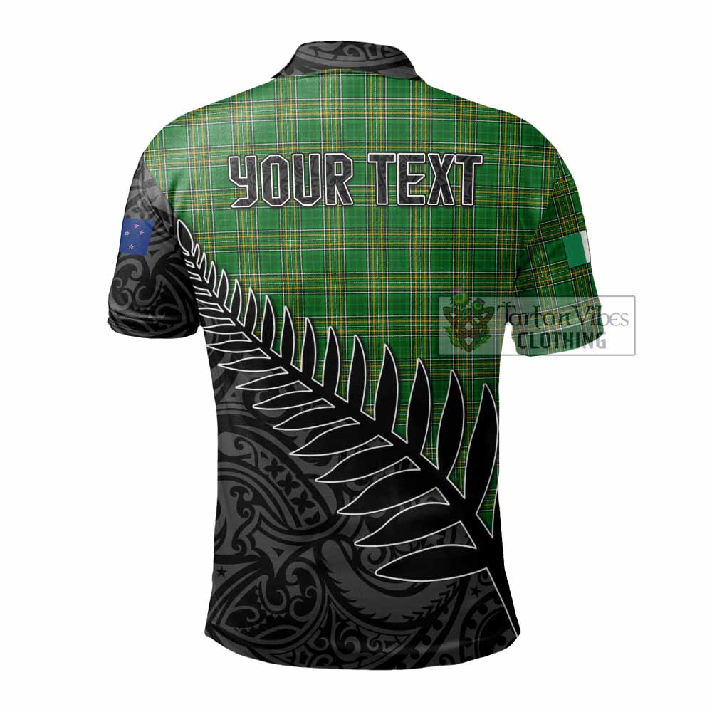 Tartan Vibes Clothing Abbott Irish Clan Tartan Polo Shirt with Coat of Arms New Zealand Silver Fern Half Style