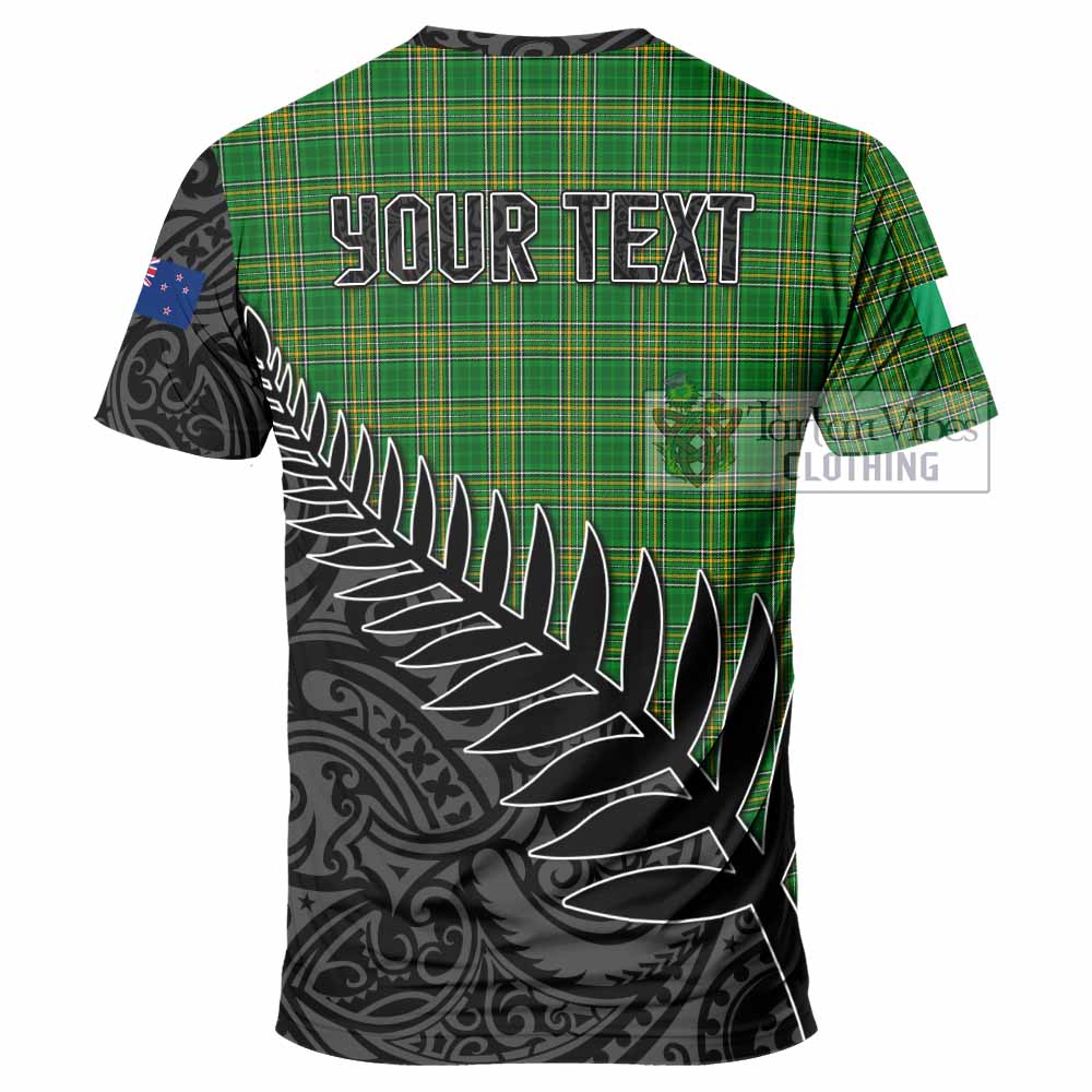 Tartan Vibes Clothing Abbott Irish Clan Tartan T-Shirt with Coat of Arms New Zealand Silver Fern Half Style