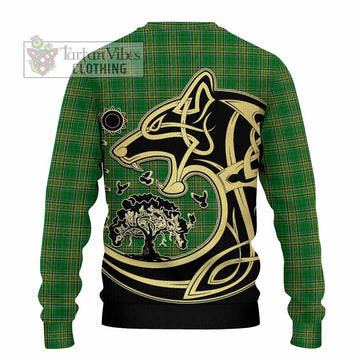 Abbott Irish Tartan Knitted Sweater with Coat of Arms Celtic Wolf Style