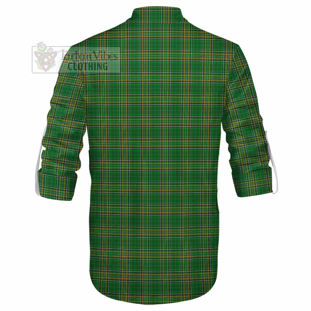 Tartan Vibes Clothing Abbott Irish Clan Tartan Ghillie Kilt Shirt with Coat of Arms