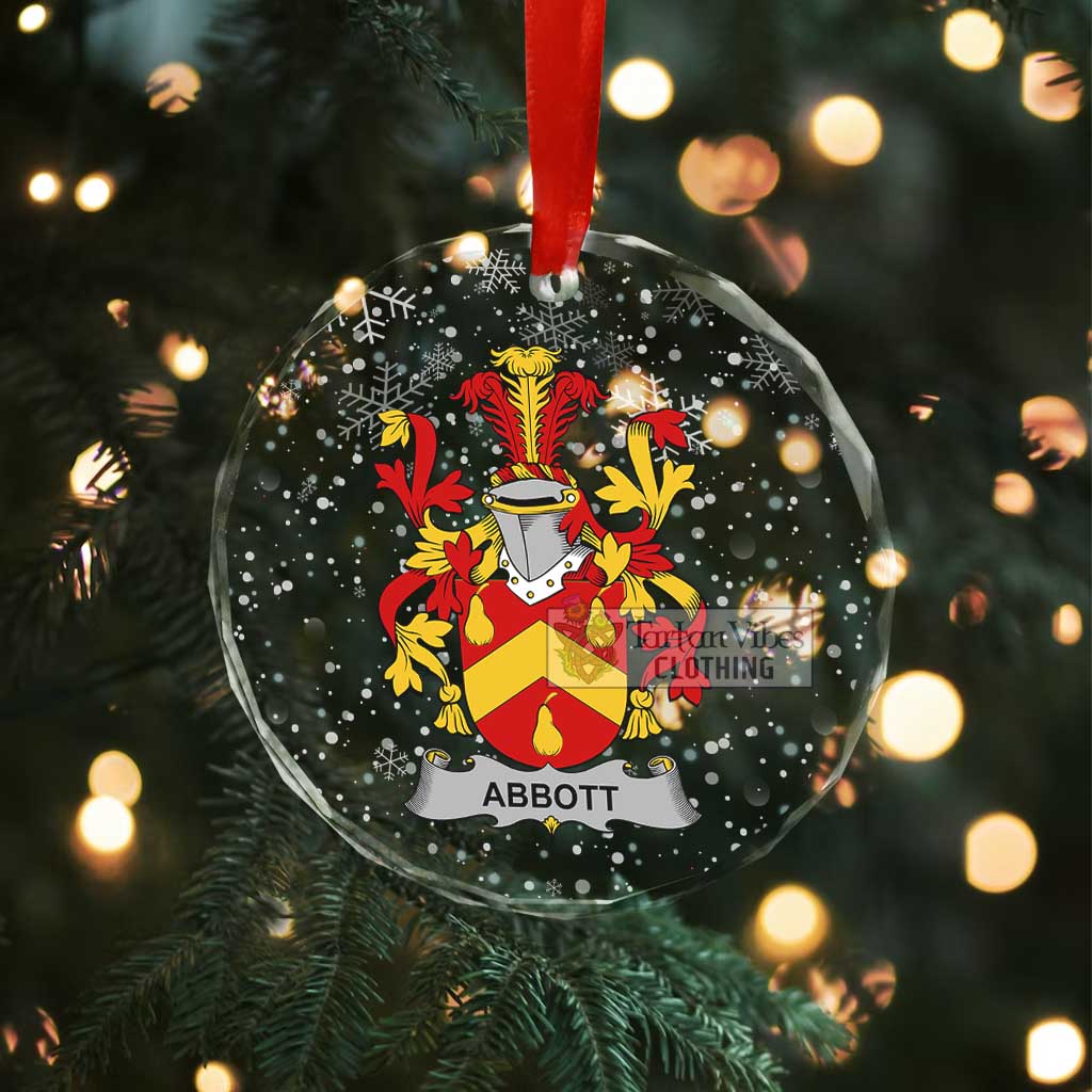 Tartan Vibes Clothing Abbott Irish Clan Christmas Glass Ornament with Coat of Arms