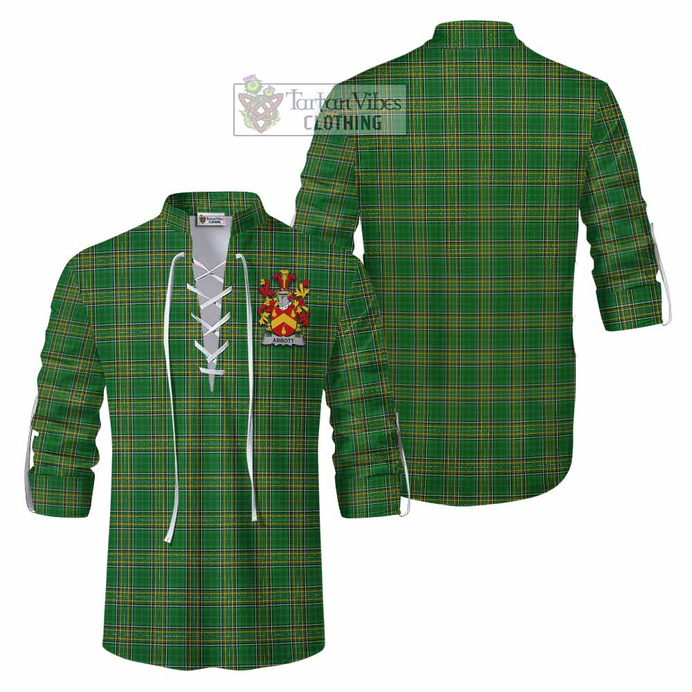 Tartan Vibes Clothing Abbott Irish Clan Tartan Ghillie Kilt Shirt with Coat of Arms