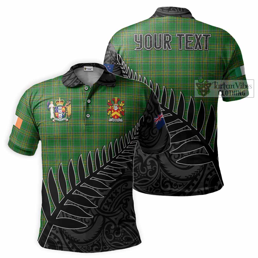 Tartan Vibes Clothing Abbott Irish Clan Tartan Polo Shirt with Coat of Arms New Zealand Silver Fern Half Style