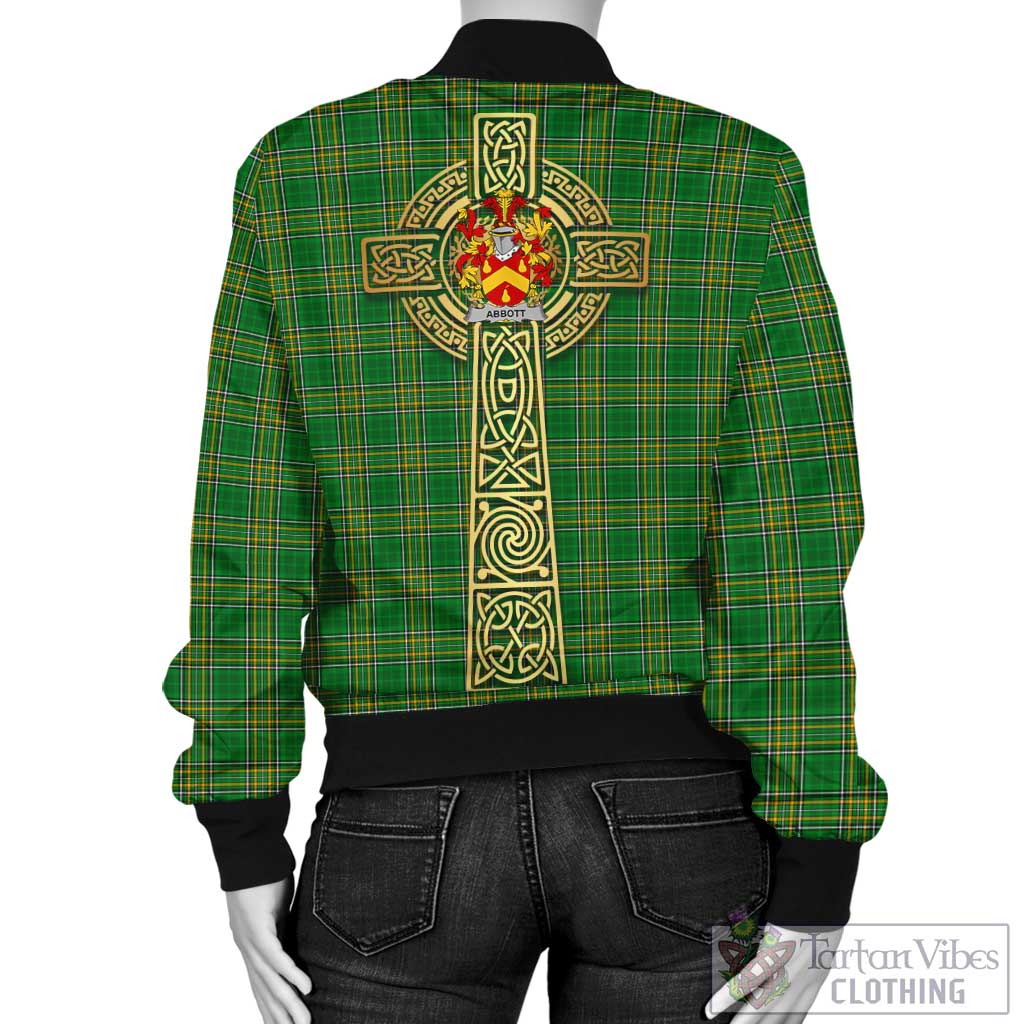 Tartan Vibes Clothing Abbott Irish Clan Tartan Bomber Jacket with Coat of Arms Celtic Tree of Life Style