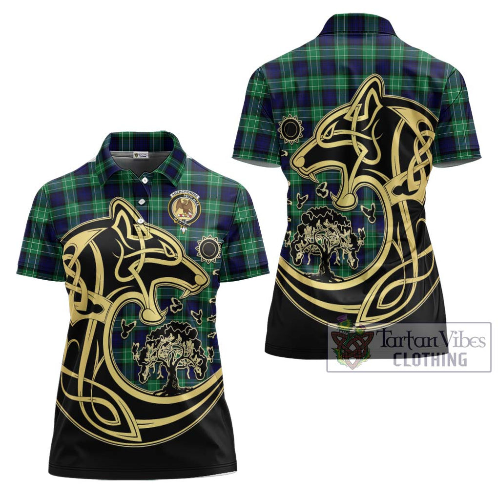 Abercrombie Tartan Women's Polo Shirt with Family Crest Celtic Wolf Style Women - Tartanvibesclothing Shop