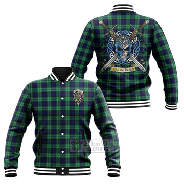 Abercrombie Tartan Baseball Jacket with Family Crest Celtic Skull Style