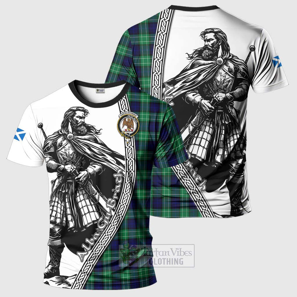 Tartan Vibes Clothing Abercrombie Tartan Clan Crest T-Shirt with Highlander Warrior Celtic Style