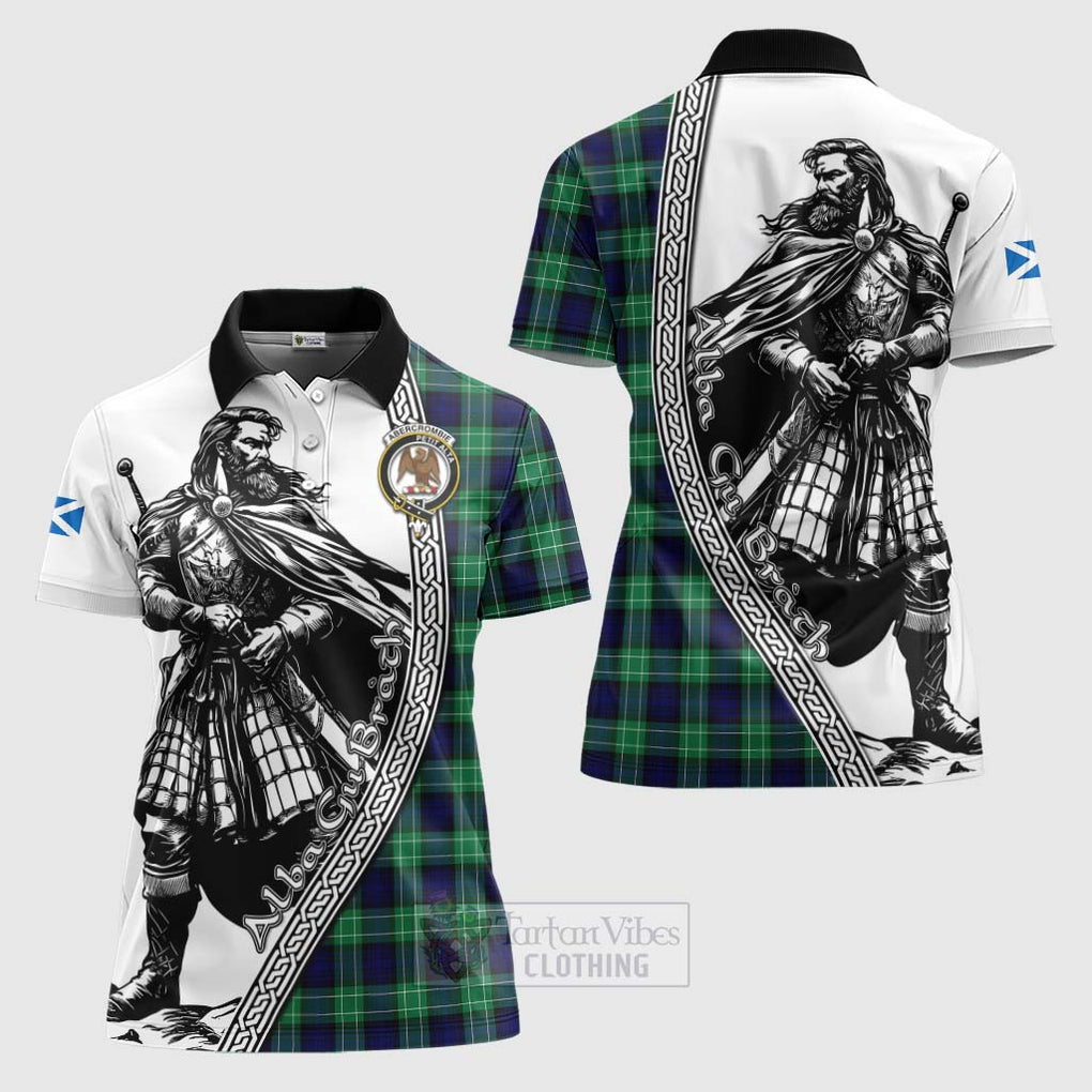 Tartan Vibes Clothing Abercrombie Tartan Clan Crest Women's Polo Shirt with Highlander Warrior Celtic Style