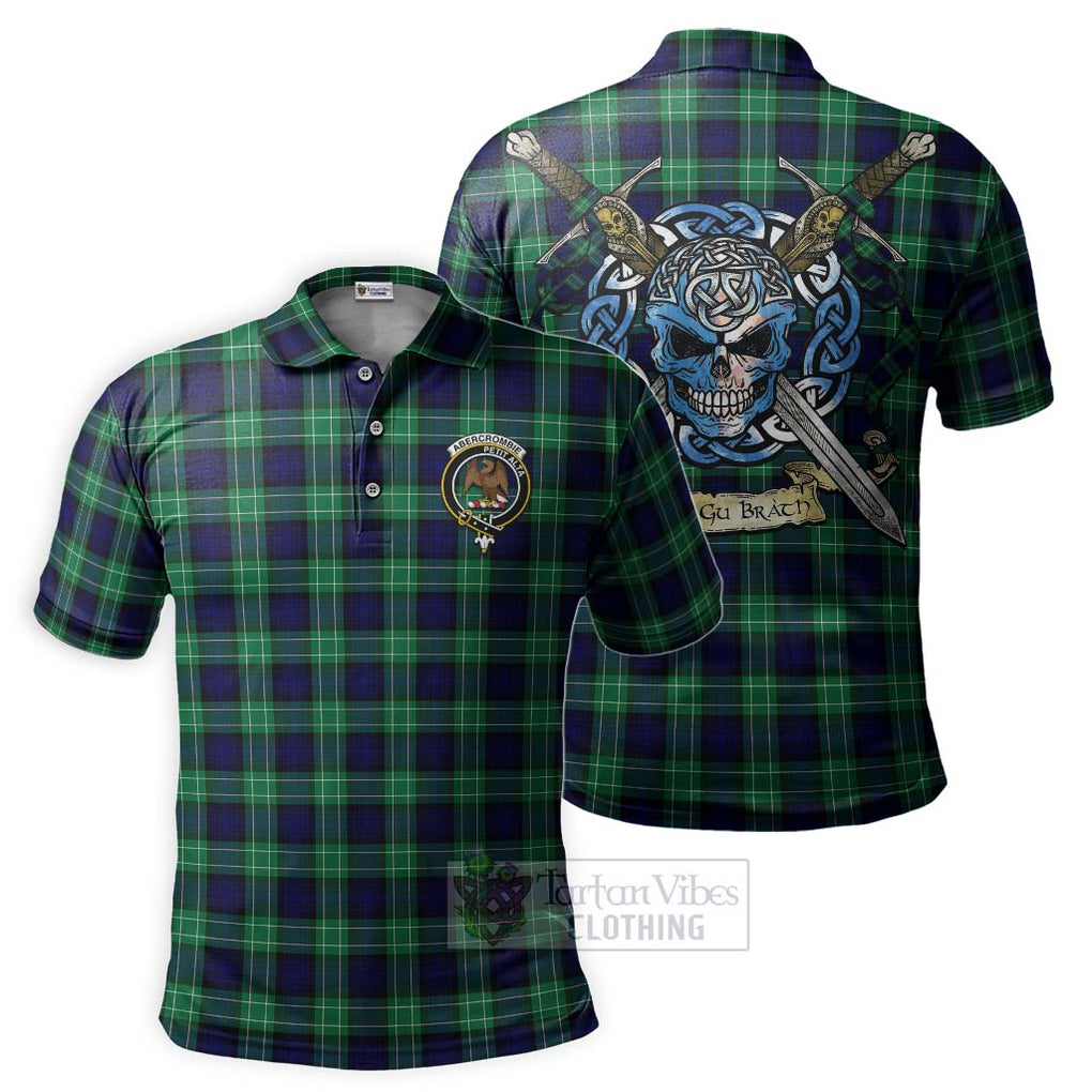 Tartan Vibes Clothing Abercrombie Tartan Polo Shirt with Family Crest Celtic Skull Style