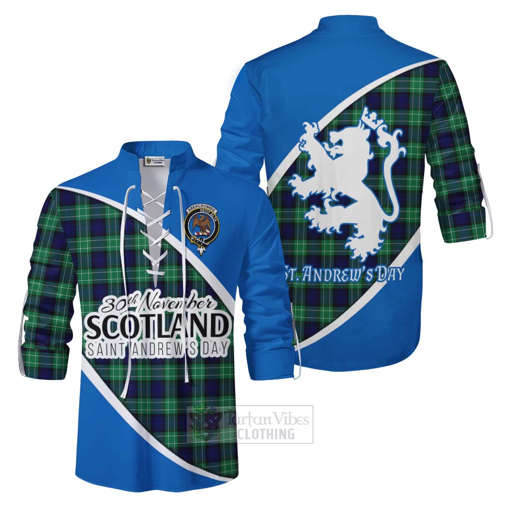 Tartan Vibes Clothing Abercrombie Family Crest Tartan Ghillie Kilt Shirt Celebrate Saint Andrew's Day in Style