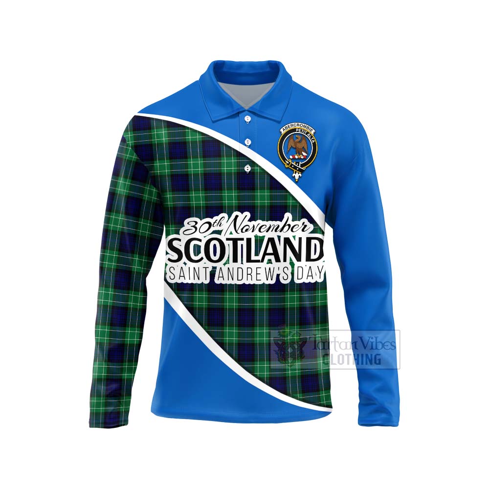 Tartan Vibes Clothing Abercrombie Family Crest Tartan Long Sleeve Polo Shirt Celebrate Saint Andrew's Day in Style