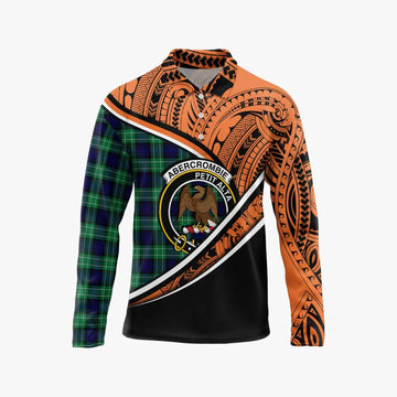 Abercrombie Crest Tartan Long Sleeve Polo Shirt with Polynesian Vibes Style - Orange Version