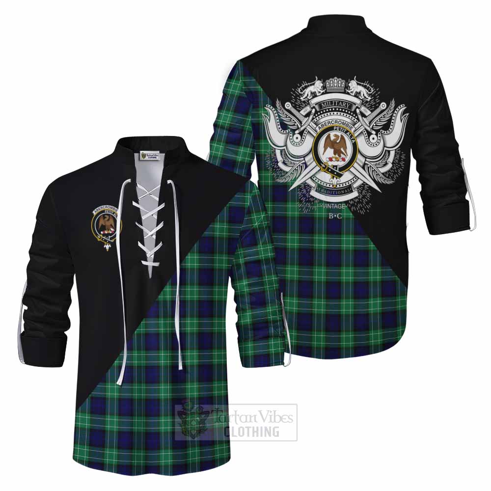 Tartan Vibes Clothing Abercrombie Tartan Ghillie Kilt Shirt with Family Crest and Military Logo Style