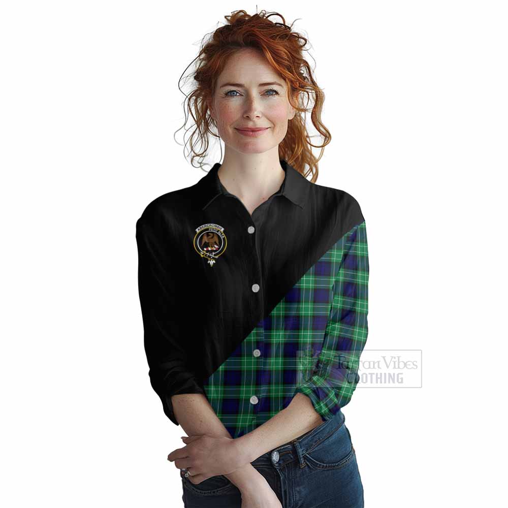 Tartan Vibes Clothing Abercrombie Tartan Women's Casual Shirt with Family Crest and Military Logo Style