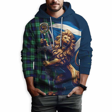 Abercrombie Tartan Family Crest Hoodie with Scottish Majestic Lion