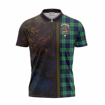 Abercrombie Tartan Family Crest Zipper Polo Shirt Alba Gu Brath Be Brave Lion Ancient Style Unisex - Tartan Vibes Clothing