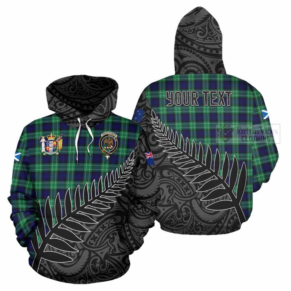 Tartan Vibes Clothing Abercrombie Crest Tartan Hoodie with New Zealand Silver Fern Half Style