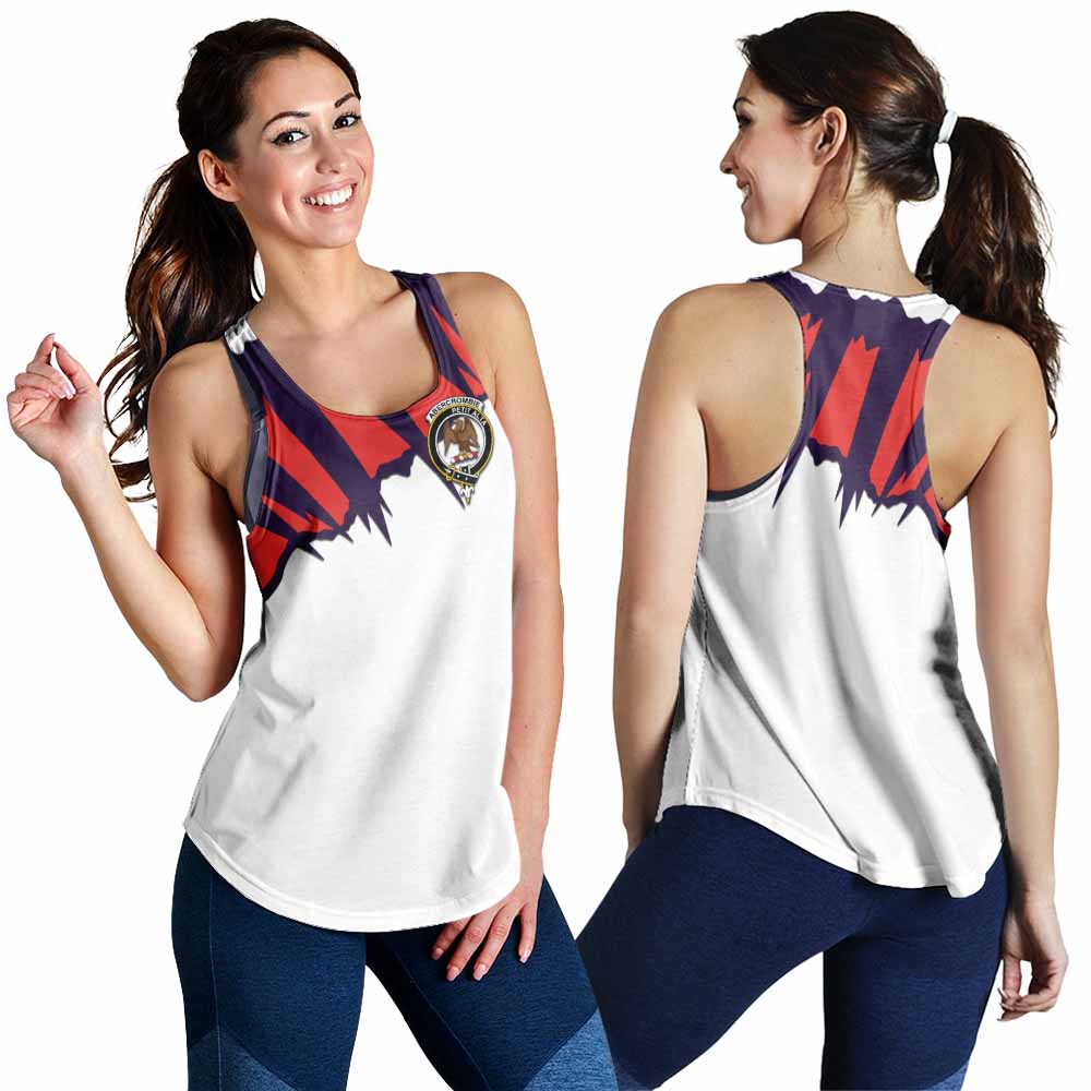 Tartan Vibes Clothing Abercrombie Clan Crest Women's Racerback Tanks with Retro Sport Style